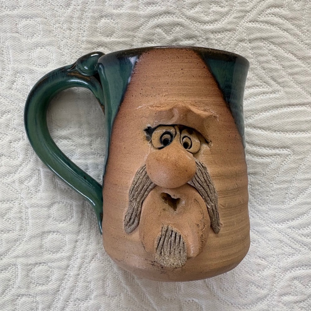 Artisan Handmade Stoneware 3D Ugly Funny Face Coffee Mug